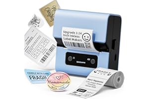 Phomemo Label Printer, M221 Upgrade Barcode Label Maker Machine with Tape, Portable Bluetooth Thermal Inkless Label Printer f