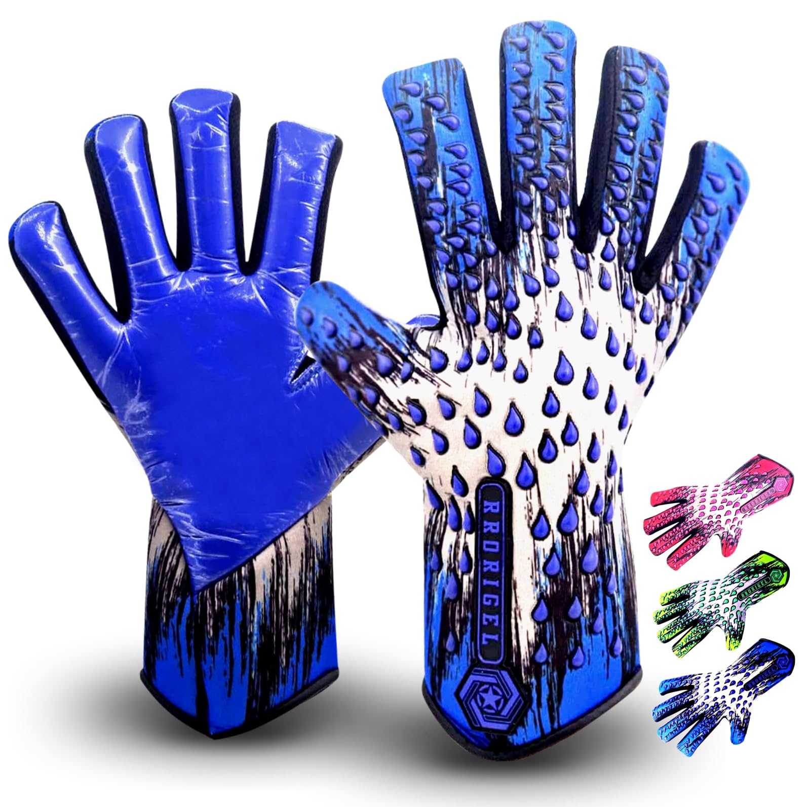 RAXAN Football Gloves Goalkeeper Gloves Adult Goalie Gloves, for Boys Senior adult Soccer goalkeeper kit, Goalie Gloves Super Grip & Protection Size 8/9/10/11 (Raptor Blue, 10/11)