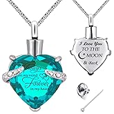 YOUFENG Birthstones Heart Cremation Pendant Urn Necklaces for Ashes Urns for Human Ashes Memorial Locket Keepsake Ashes Jewelry with Fill Kit