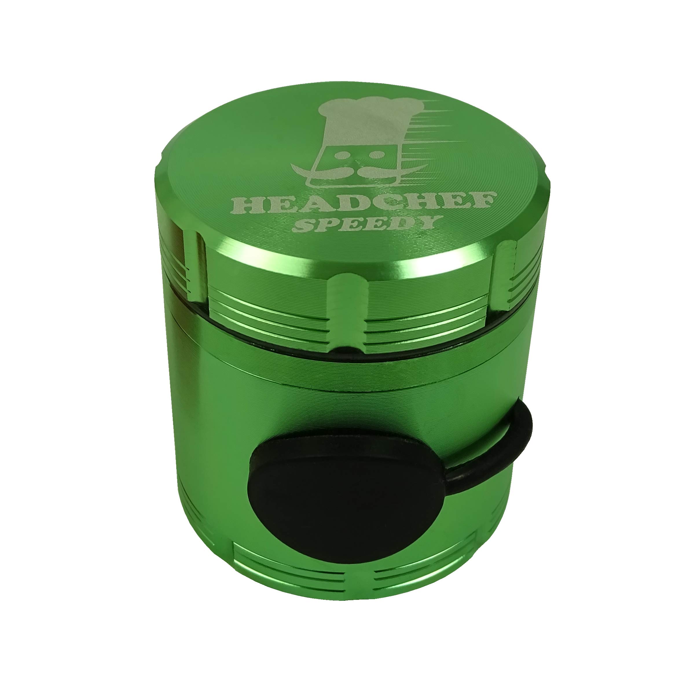 Headchef Speedy 50mm, 4 Piece Grinder, Quick Release of Herbs, Metal Herb Grinder with Sifter Scraper (Green)