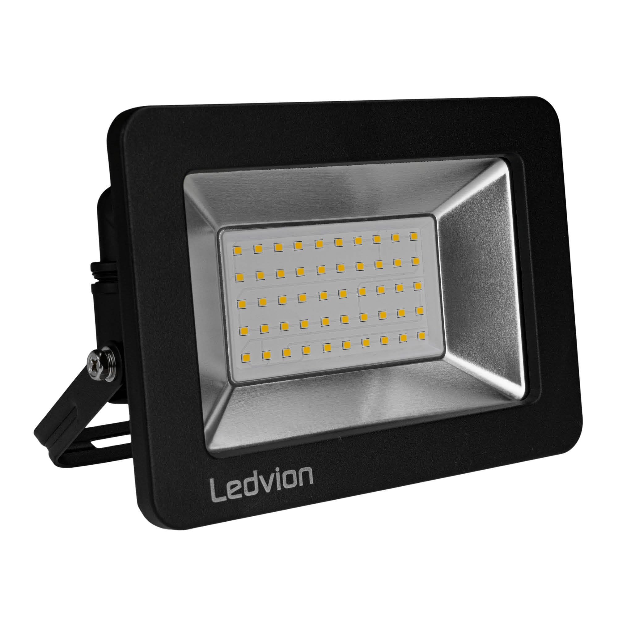 Ledvion - LED Floodlight, 50 Watt, LED Floodlight, 4000K, 4250 Lumens, IP65 Waterproof, Incl. Quick Connector