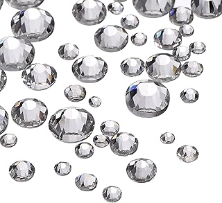 1000 Stück Klare Flache Rückseite Strasssteine Runde Kristall Edelsteine 1,5 mm - 5 mm, 5 Größen