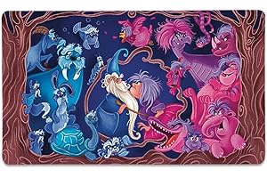 FROGIGO Lorcana TCG Playmat Merlin & Madam Mim Paint 24" x 14" Non-Slip with Mat Bag & Stitched Edge, Without Play Zone - MMA