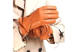 MGGMOKAY Mens Luxury Nappa Lambskin Leather Gloves Cashmere Lining