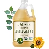Kevala Organic Sunflower Oil - 128 fl oz, 1 gal, Cooking, Frying, Body Care | Oil Rich in Vitamin E, Ingredient for a Salad Dressing, No Cholesterol, Kitchen Pantry Staple, Carrier for your Essential Oil