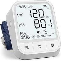 Blood Pressure Monitor Blood Pressure Machine Automatic Upper Arm Adjustable Cuff with Large Backlit Display, 2 * 99 Memory B
