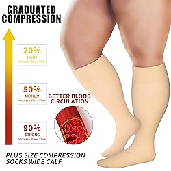 BLUEENJOY 3 Pack Plus Size Compression Socks for