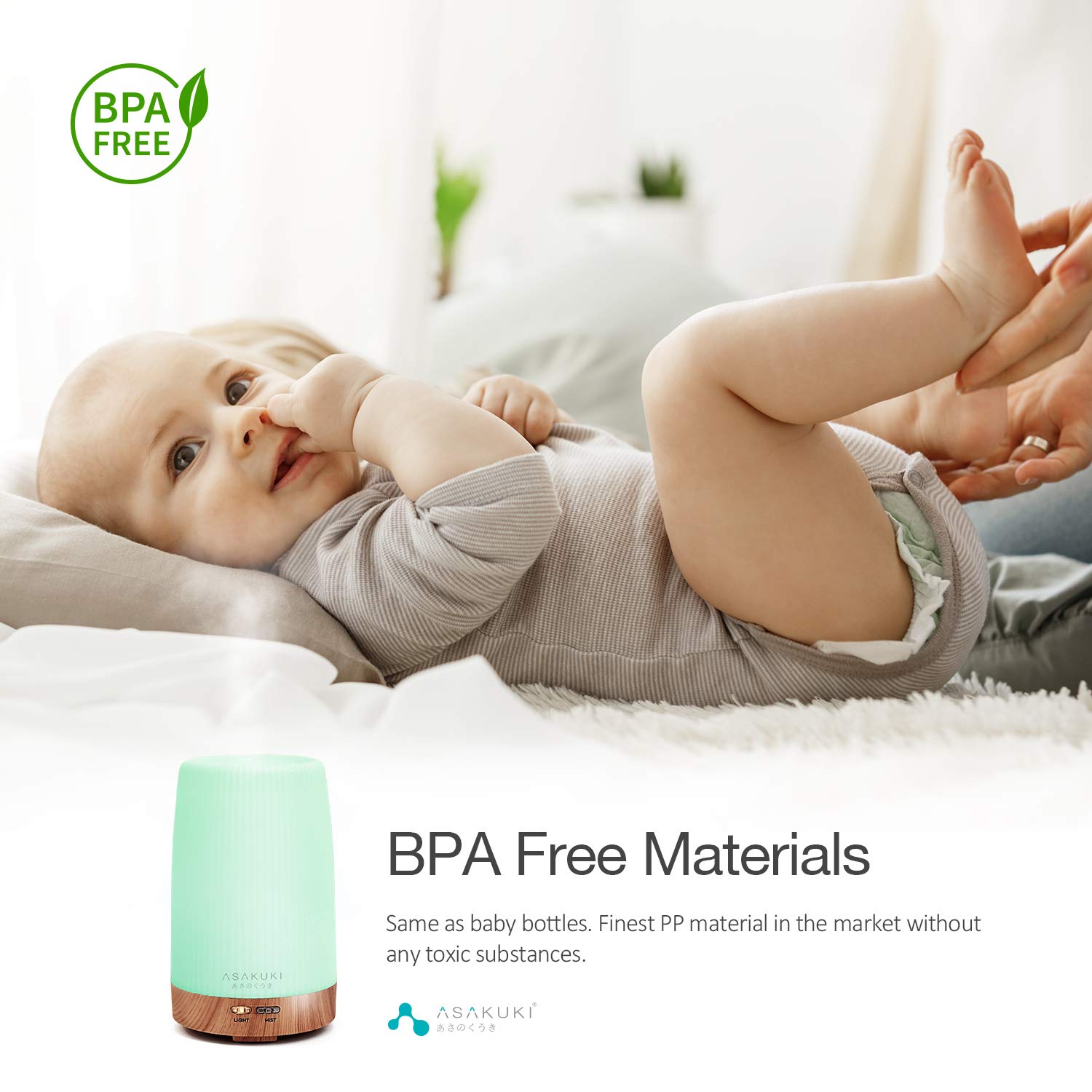 ASAKUKI Portable 100ml Essential Oil Diffuser, 5 in 1 Ultrasonic Aromatherapy Diffuser with Intermittent Mist, Humidifies The Air, Timer and Auto-Off Safety Switch : Beauty