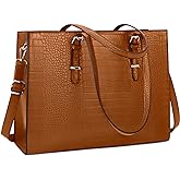 Laptop Bag for Women 15.6 Inch Laptop Tote Bag Leather Classy Computer Briefcase for Work Waterproof Handbag Professional Shoulder Bag Women Business Office Bag Large Capacity(Brown)