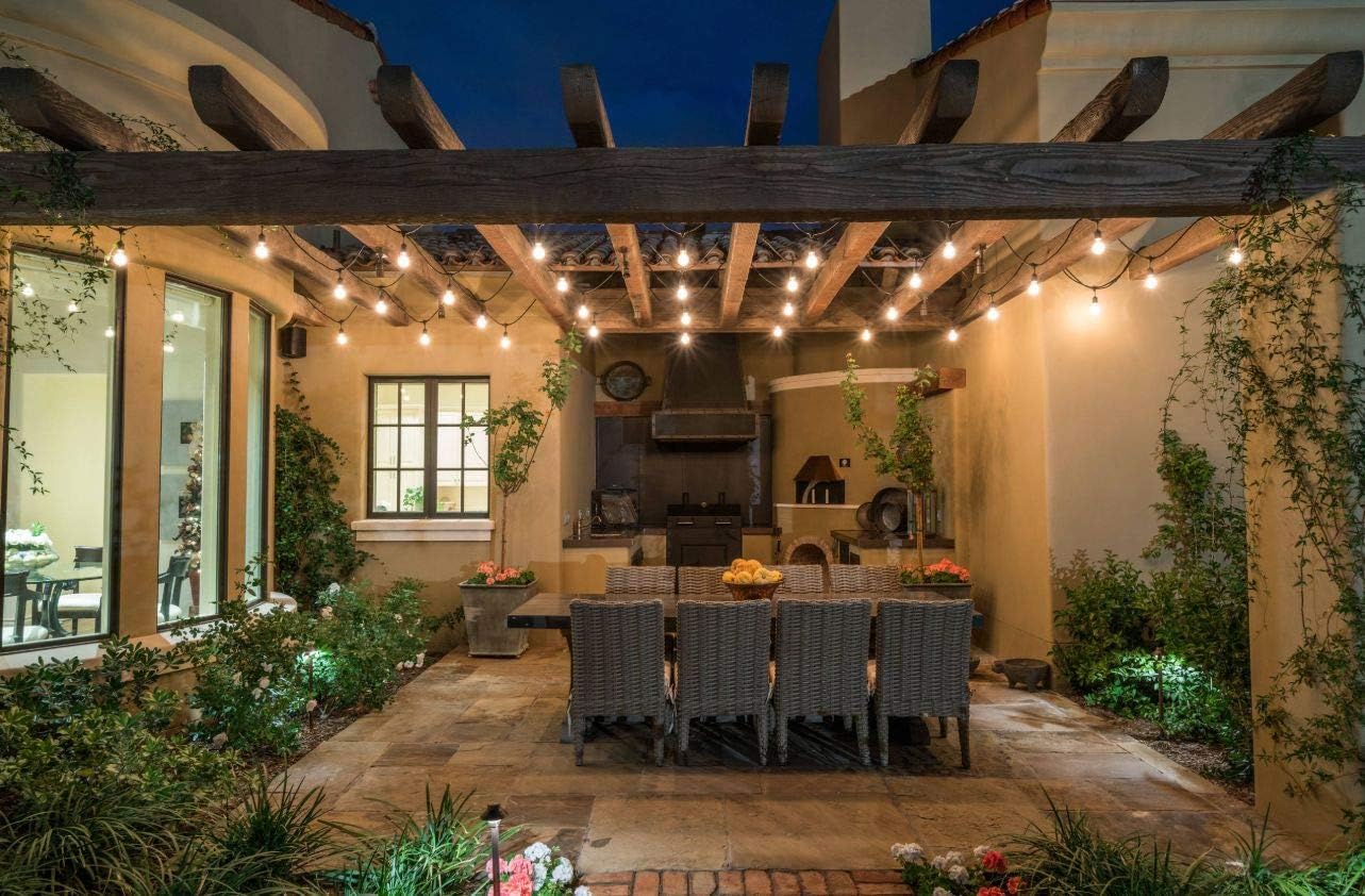 SUNTHIN 48ft LED Outdoor String Lights with 0.9W Shatterproof Bulbs for Patio String Lights,Backyard Lights,Porch Lights, Commercial Light String Outdoor Use: Home Improvement