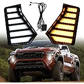 Trumgeta LED Fog Lights Kit Fit for 4th Gen Toyota Tacoma 2024 2025 DRL Daytime Running Lights Amber Turn Signal Fog Lamps Tacoma Accessories