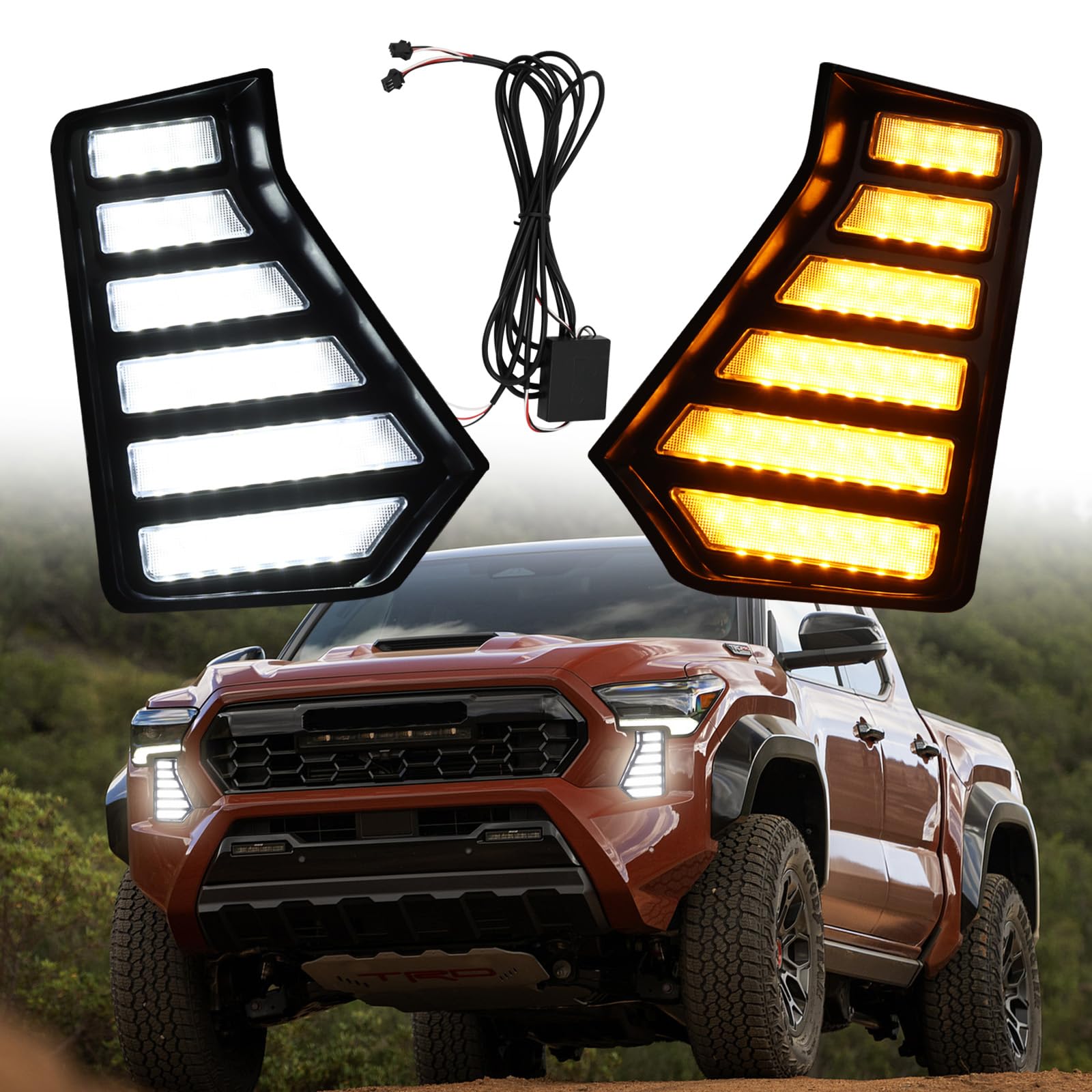 Photo 1 of Trumgeta LED Fog Lights Kit Fit for 4th Gen Toyota Tacoma 2024 2025 DRL Daytime Running Lights Amber Turn Signal Fog Lamps Tacoma Accessories