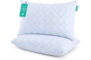 Adjustable Memory Foam Bed Pillows:Queen Size Shredded Foam Pillow Set of 2 for Sleeping with Removable & Washable Pillowcase