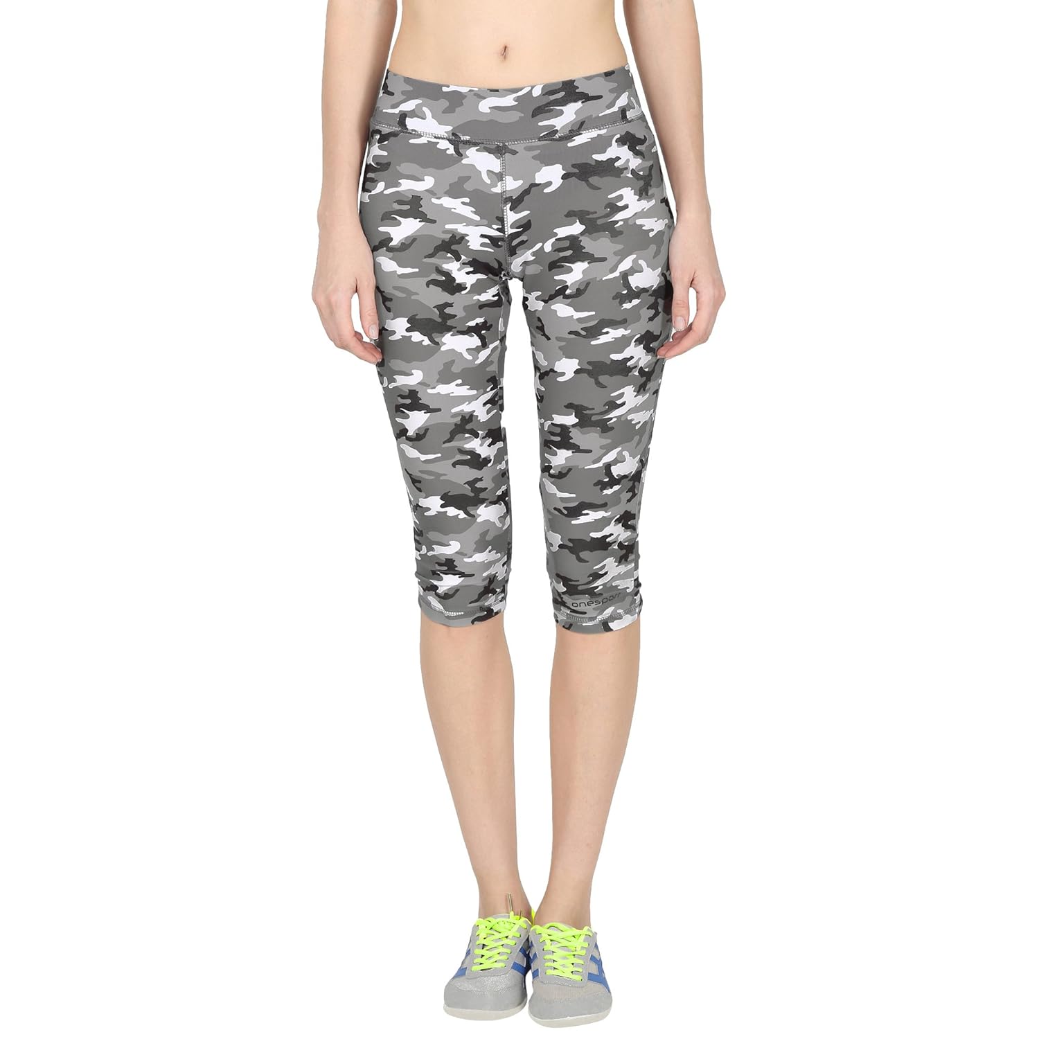 onesport grey & black slim fit sports capri for women(onsp39cg)