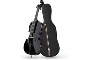 EPOFIT Full Size Cello Kit, Acoustic Cello Instrument for Adults,Beginners,Students,Complete Cello 4/4 Set with Portable Bag, Bow, Rosin (Black)
