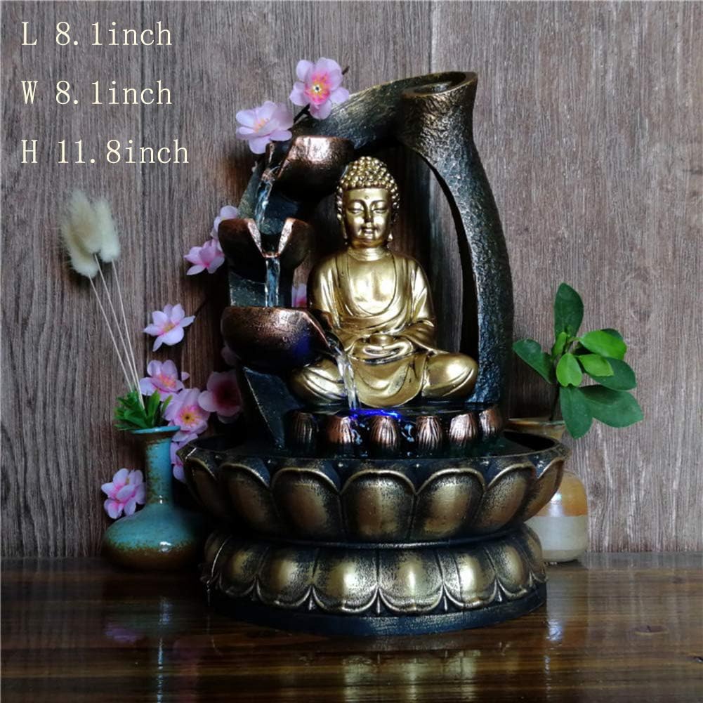 Statues Tabletop Fountain,Fengshui Indoor Decoration Water Fountain humidifier Bonsai Decoration Tabletop Zen Fountain Cascading Tabletop Water Decoration Buddha Fountain-Buddha Fountain A 11.8inch