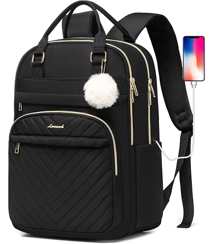 YAMTION Black Backpack for Women and Teen Girls,School Backpack TSA Laptop Bookbag with USB for College University Business Work Travel : Clothing, Shoes & Jewelry