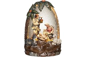 Blansong Nativity Snow Globe Christmas Snow Globe Musical Christmas Decorations for Home Nativity Scene Indoor with Timer, USB and Battery Powered Christmas Nativity Set Decor (Nativity Scene)