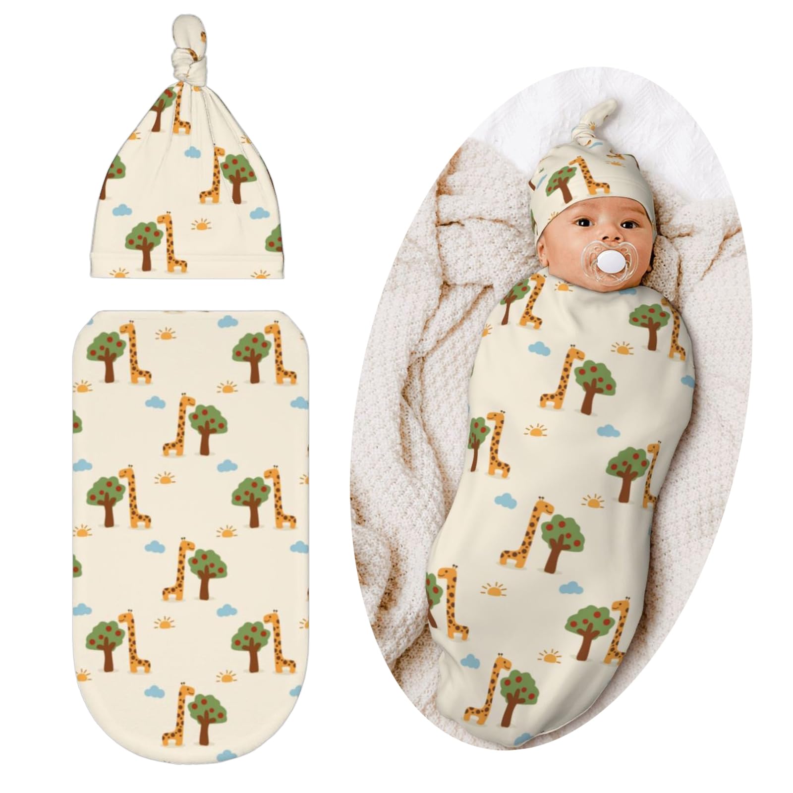 Photo 1 of Jarverce Giraffe Swaddle Blanket for Baby, Soft Swaddling Sleep Sack for Newborn, Giraffe Baby Items Stuff