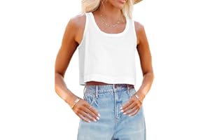 Aoysky Womens Cotton Crop Tops Casual Loose Tank Top Sleeveless Basic Cropped Athletic Yoga Workout Shirt