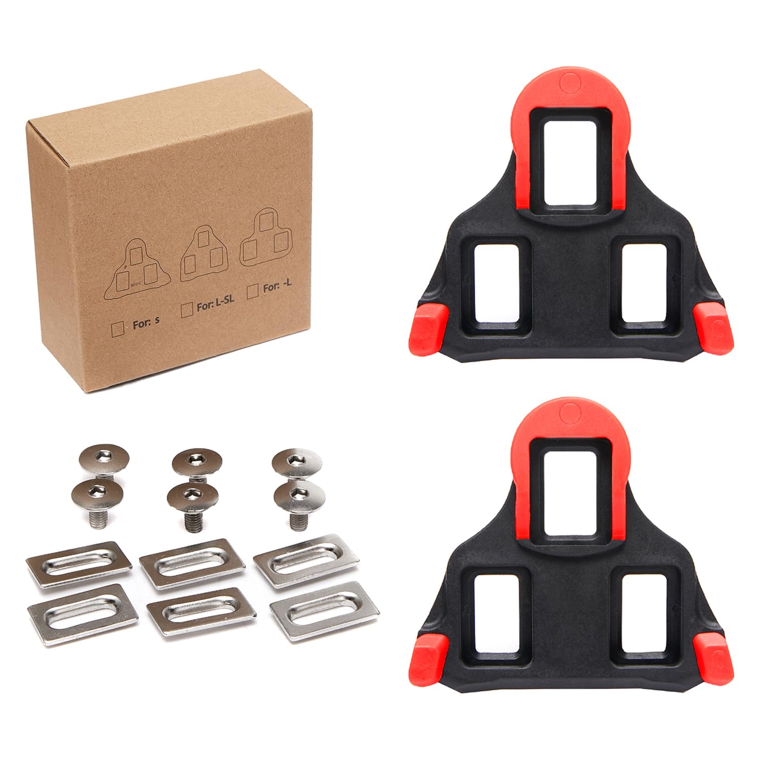 FOTGROY Bike Cleats Compatible with Shimano SPD-SL Locking Cycling Pedals Indoor Cycling & Road Bike Cleats (0 Degree Float) Black Red