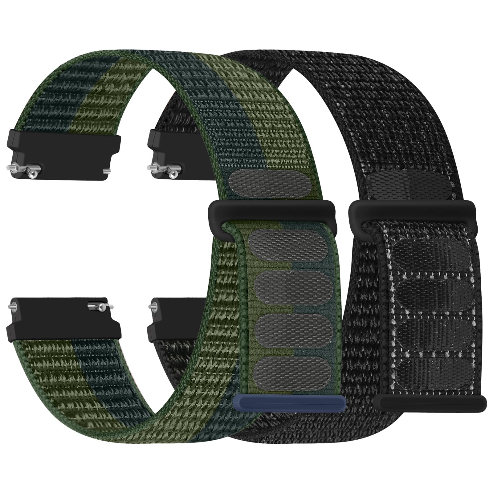 Huamanlou Nylon Watch Straps 16mm 18mm 20mm 22mm Quick Release Watchband for Men and Women, Adjustable Breathable Woven Sport Straps, 2 PACK