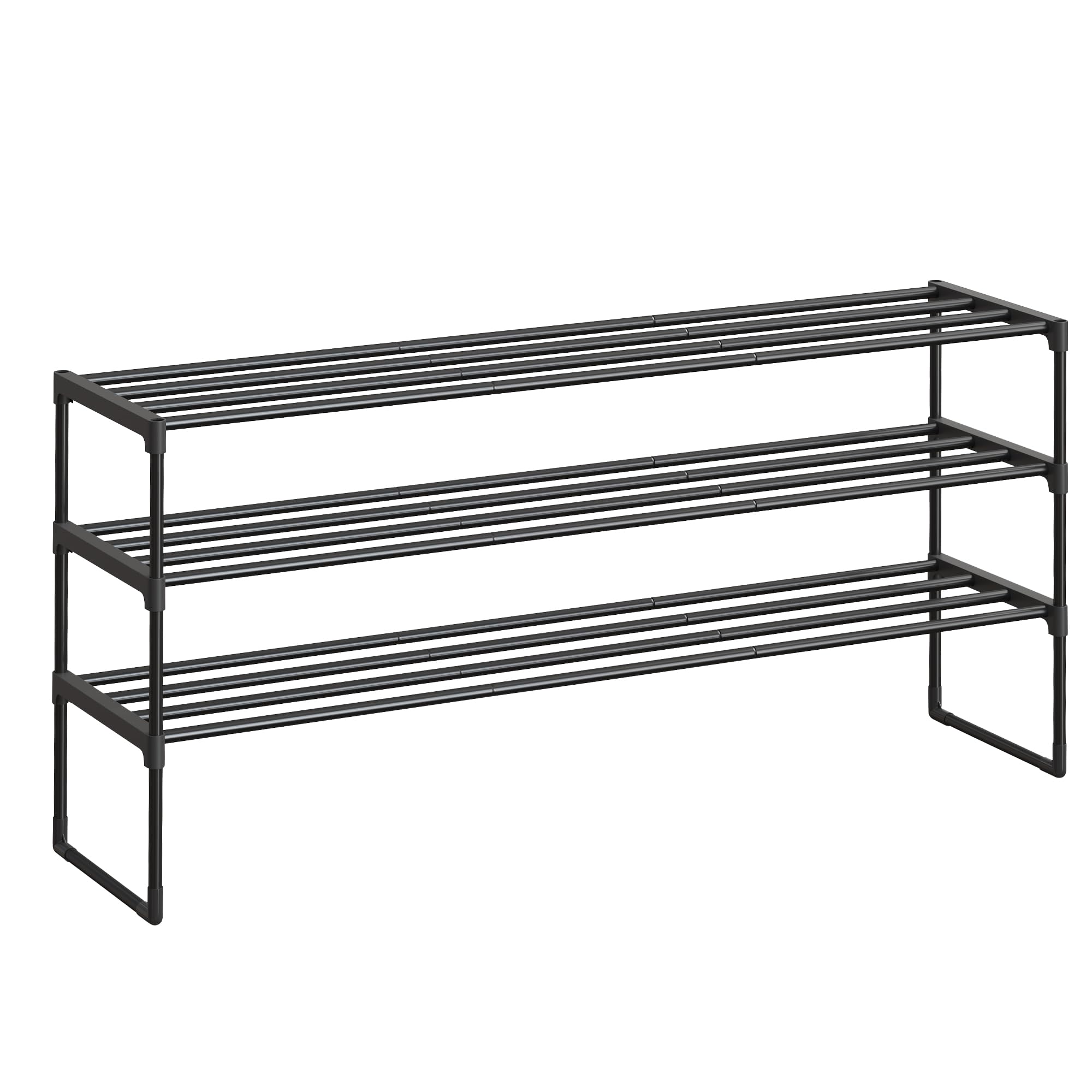 Photo 1 of *UNTESTED*
SONGMICS Shoe Rack, 3-Tier Shoe Organizer, Metal Storage Shelf, Upright or Upside Down, for 20-24 Pairs, Stackable, for Entryway, 11.8 x 46.1 x 21.7 Inches, Black ULSA033B01