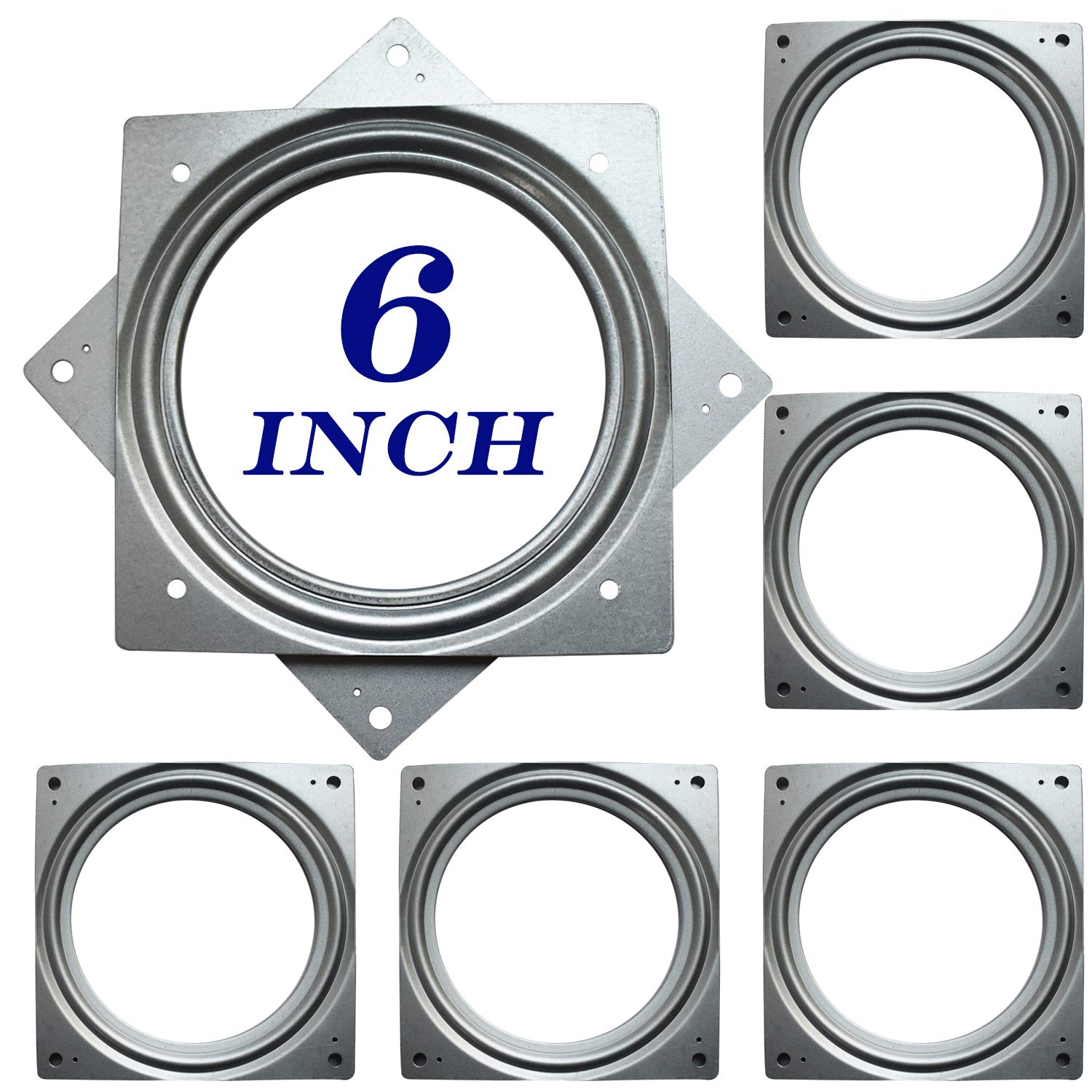 Photo 1 of 6Inch Lazy Susan Hardware, 6Pack Square Rotating Bearing Plate, 500lbs Capacity Lazy Susan Turntable Bearing for for Serving Trays, Kitchen Storage Racks, Craft Table, Zinc Plated Steel Swivel Plate