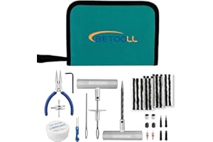 BETOOLL Tire Repair Kit, 35 Pcs Professional Heavy Duty Universal Emergency Flat Tire Repair Kit to Fix Punctures, for car Motorcycle, Truck, Golf Cart, ATV, Tractor, ARB, RV, SUV, Trailer etc.