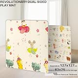 Hibtn Baby Play Mat Foldable Reversible 127x127cm Waterproof Foam Non Toxic view 6
