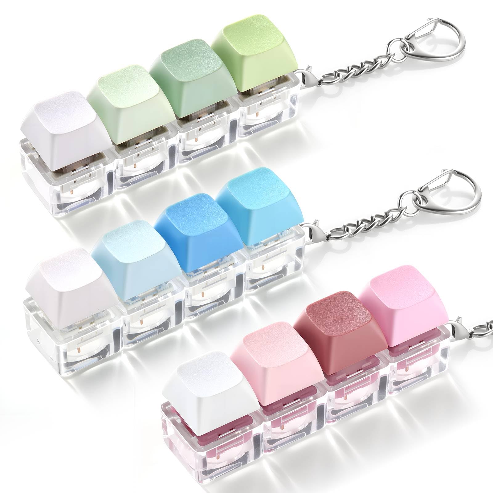 Photo 1 of 3 Pack Keyboard Fidget Toy – Clicky, Creamy & Silent Stress Relief Fidget Clicker Keychain – Quiet Fidget Toys for Adults, Boost Focus & Calm Anxiety at Work, Travel – Ideal Stress-Relief Gift