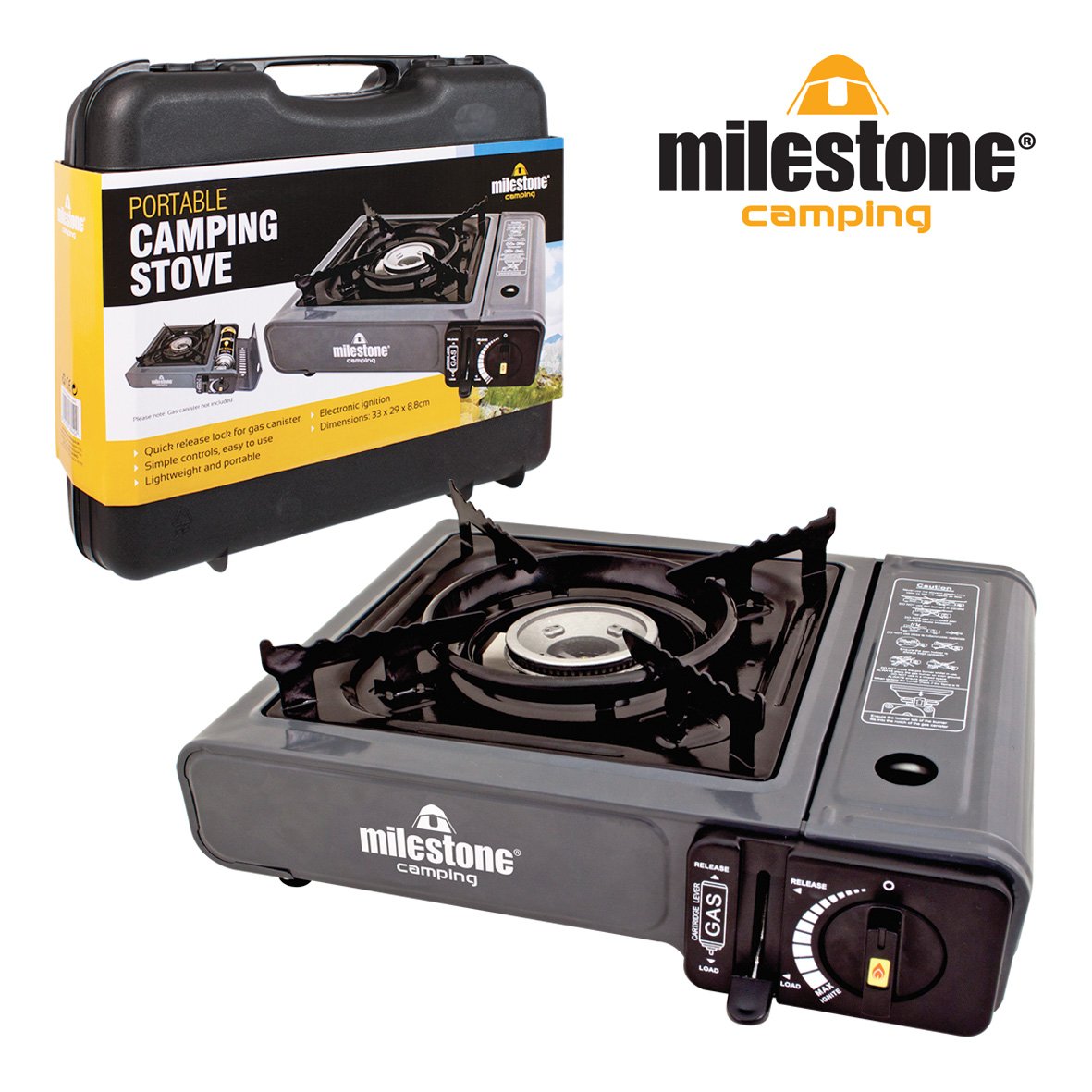 Milestone Camping 18940 Portable Lightweight Gas Stove Single Burner