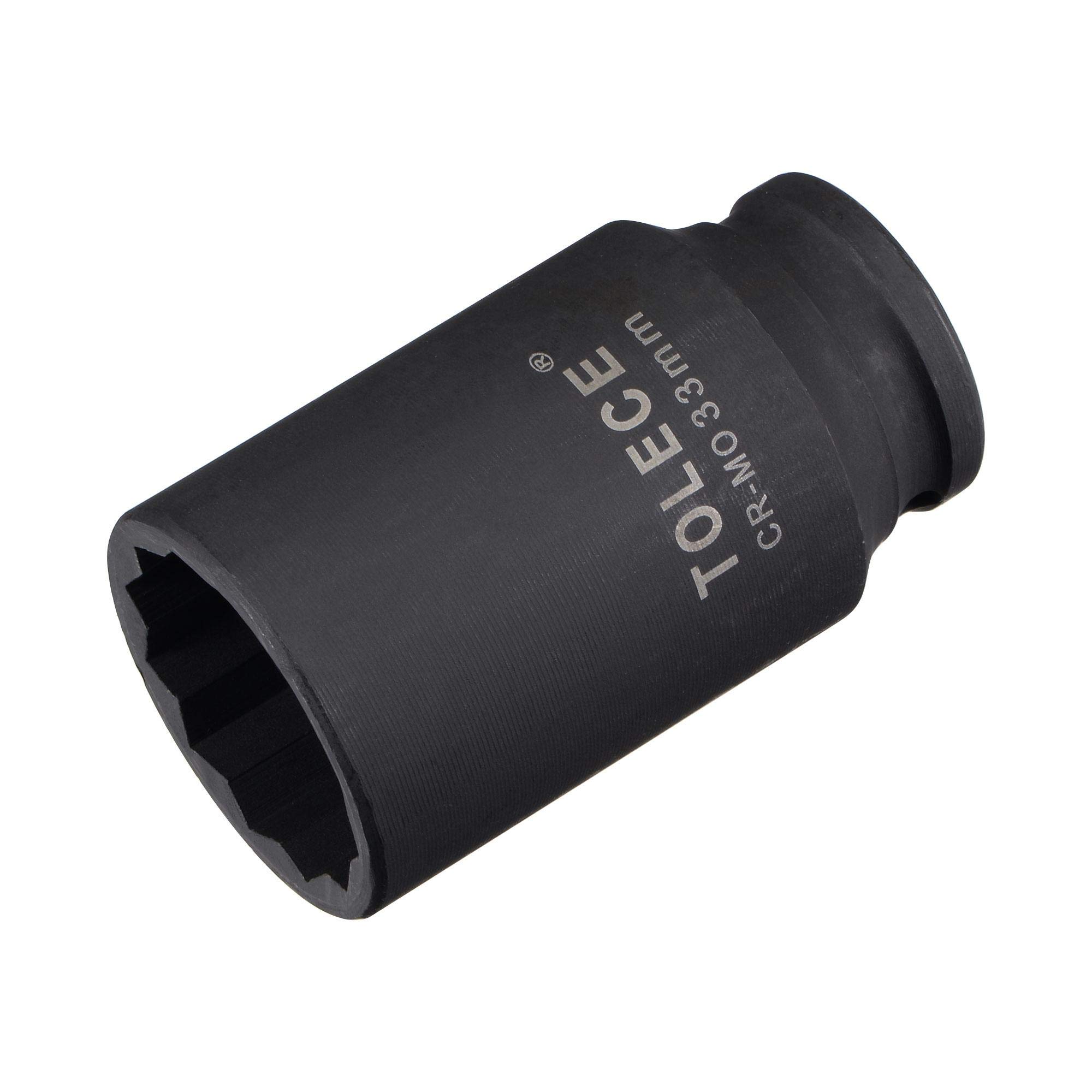 sourcing map 1/2-Inch Drive 33mm 12-Point Deep Impact Socket, CR-MO Steel 78mm Length, Metric Sizes