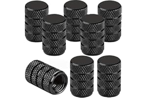 8 Pcs Black Tire Valve Stem Caps, Belt O-Ring Seal, Anodized Aluminum Tire Valve Cap Set, Corrosion Resistant, Universal Stem