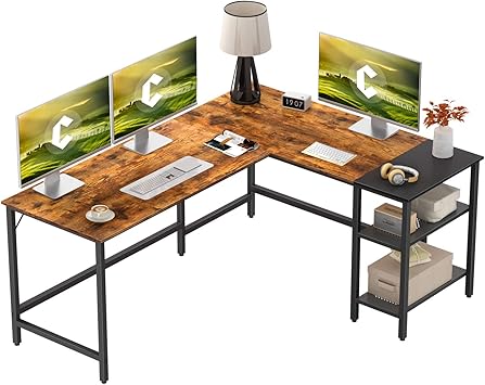 Amazon.com: CubiCubi Escritorio de computadora en forma de L con