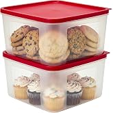 TIEWPANMI Cookie Storage Containers Airtight, 2 Pack 3.7L | Square Plastic Cookie Box, Freezer &amp; Microwave Safe, Stackable Food Containers with Lids for Cookies, Baked Goods &amp; Meal Prep
