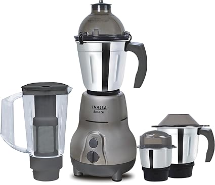 Inalsa Amaze 750-Watt Mixer Grinder with 4 Jars (Grey)