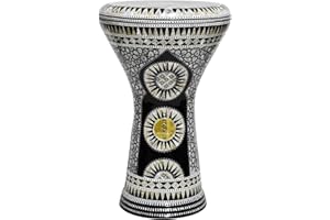 FAMA.store New Gawharet El Fan Drum Darbuka tabla doumbek 17/17.5 inch inlaid mother of pearl Egyptian musical instrument (Bl