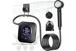 IGRL Portable Shower - 8000mAh Rechargeable Camping Shower Pump with Bath Sponge, 4 Spray Modes, IPX8 Waterproof, Ideal for Outdoor Camping, Travel, Car Washing, Pet Bathing, and Watering Plants