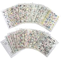 Amazon.com: Valuu 50 Sheets Self-adhesive 3D Nail Stickers Black ...
