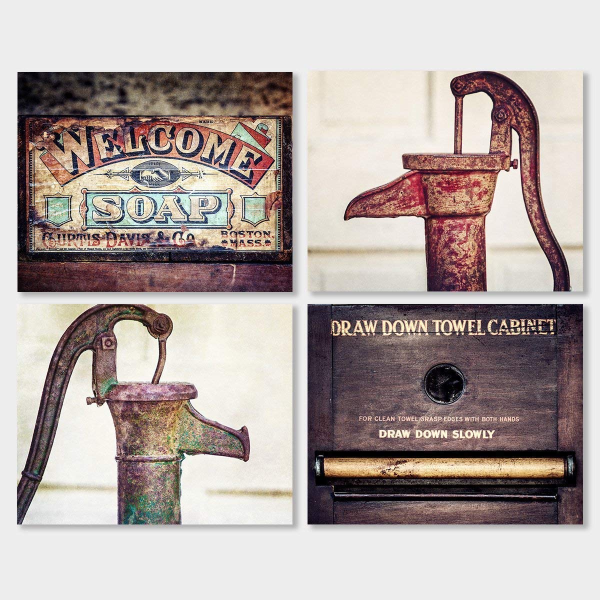 Rustic Bathroom Wall Art Decor Set Of 4 Prints Or Matted Prints Not Framed Farmhouse Bath Pictures 8x10 11x14 Or 16x20 Brown Red Green Teal Handmade Cjp Org In