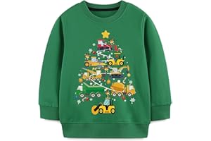 Sineeko Boys Girls Christmas Sweatshirt Ugly Xmas Long Sleeve Toddler Kids Tops Truck Elk Pullover for 2-7 Years