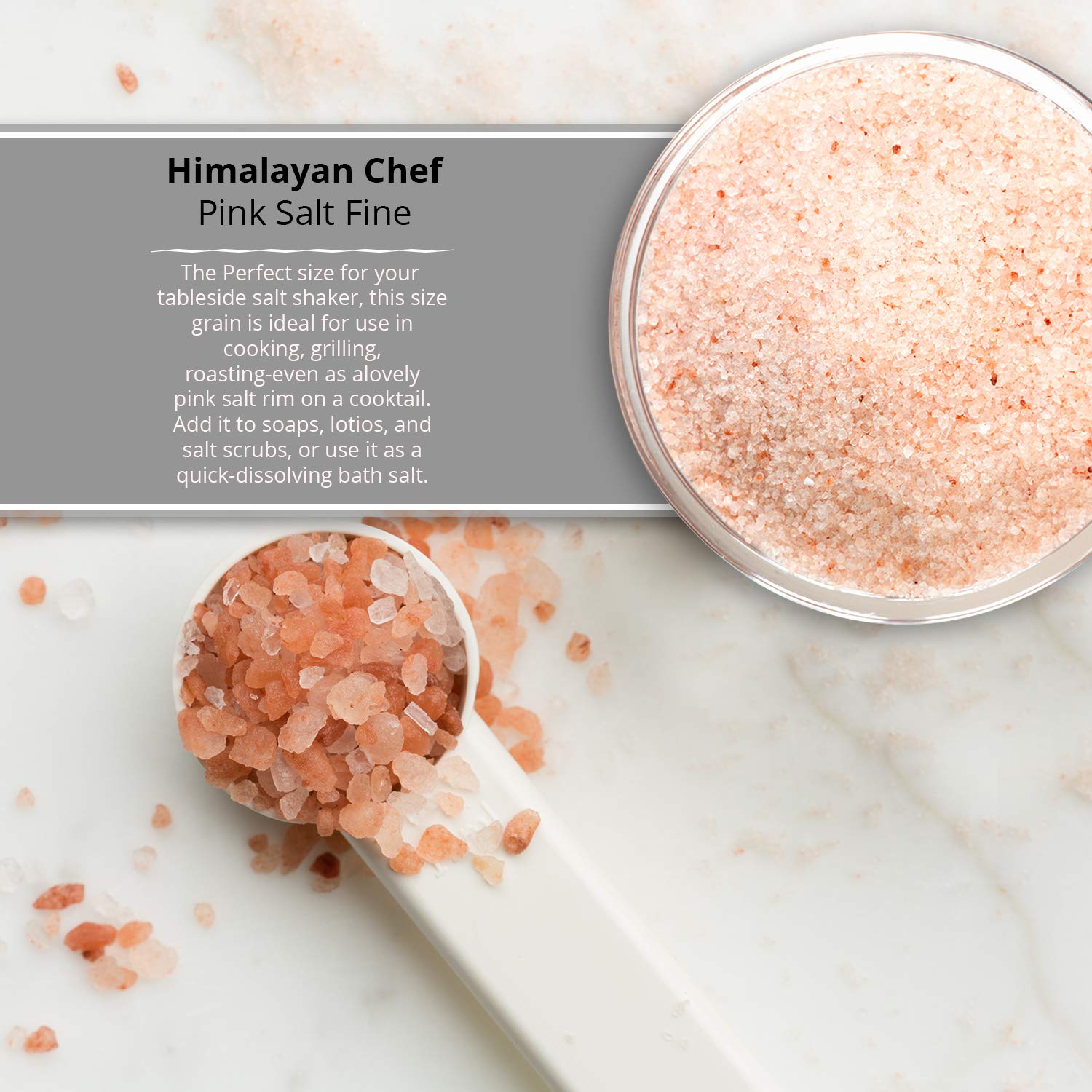 Himalayan Chef Pink Salt Fine Stand Up Bag w/Window, 100% Pure Natural Himalayan Pink Salt - 1 LBS : Sea Salt : Grocery & Gourmet Food