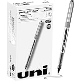 Uni-Ball Vision Rollerball Pens, Black Pens Pack of 12 - 0.7mm Fine Point Medium Black Ink - Teacher Pen, Japanese Pens, Smoo