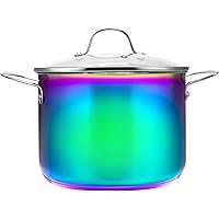 The Magical Kitchen Collection by The Sneaky Chef - Iridescent Rainbow 8-Quart Stock Pot With Handles & Glass Lid…