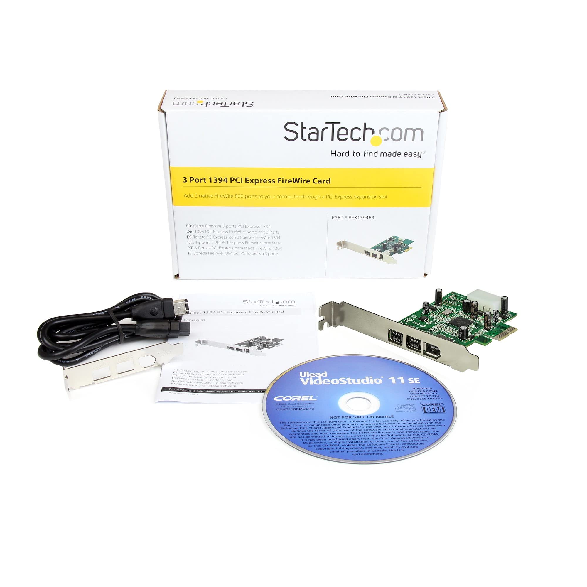 Startech.com 3 Port 2B 1A 1394 Pci Express Firewire Card Adapter - 1394 Fw Pcie Firewire 800 / 400 Card (Pex1394B3) - View 8