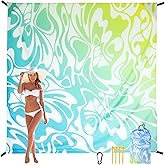 HIHOHO Beach Blanket, Sandproof Beach Mat, Waterproof Quick Drying Lightweight Outdoor Aztec Picnic Mat 79" X 83"/120"x108" for 2-8 Adults for Travel, Camping, Hiking