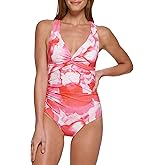 Calvin Klein Women's Standard V-Neck Twist Front Tummy Control One Piece Swimsuit