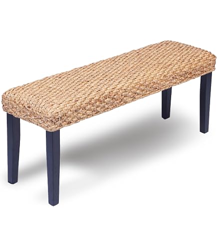 Handwoven Seagrass Seat Bench 40 Inch Seagrass Entryway Bench – Wooden ...