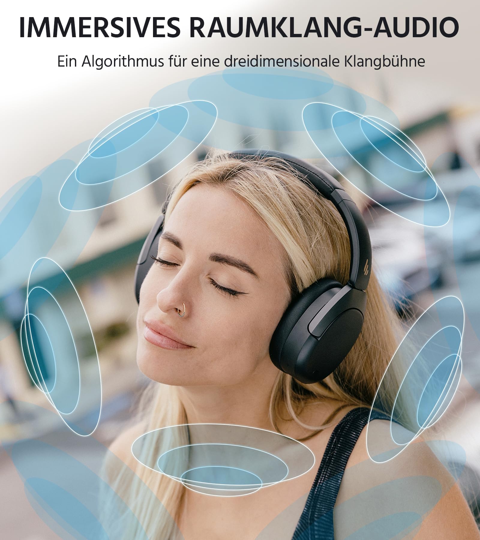 Edifier W830NB Wireless Over Ear Kopfhörer mit -45dB ANC, 94Std. AKKU, LDAC Hi-Res Sound, Spatial Audio, Schnellladung, Bluetooth V5.4 - Schwarz 4